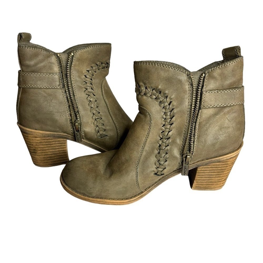 Roxy Brown Tan Faux Leather Women’s 6.5 “Tawny” Buckle Side Zip Ankle Boots - Picture 3 of 7